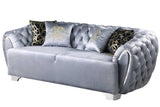 Close-up detail of Mila Grey velvet upholstery