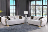 Mila White Floral Upholstered Arm Chair - close-up on fabric