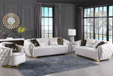 Mila White Velvet Sofa front angle