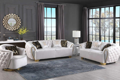 Mila White Velvet Sofa front angle