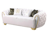 Close-up detail of Mila White Velvet Sofa upholstery