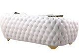 Side view of Mila White Velvet Loveseat