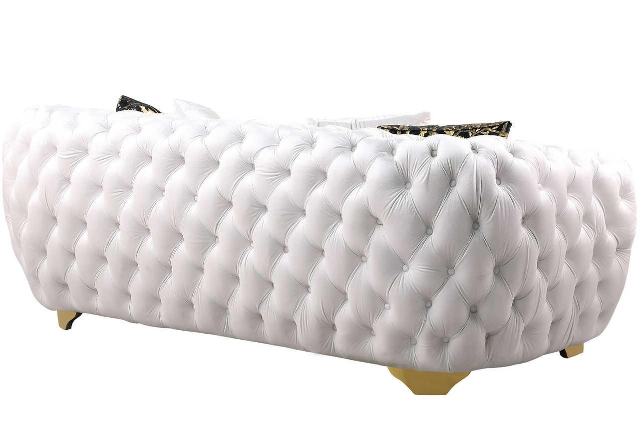 Side view of Mila White Velvet Loveseat