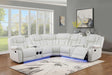Lucky Charm white reclining sectional sofa front angle