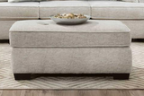 Ritzy Cream Ottoman angled view