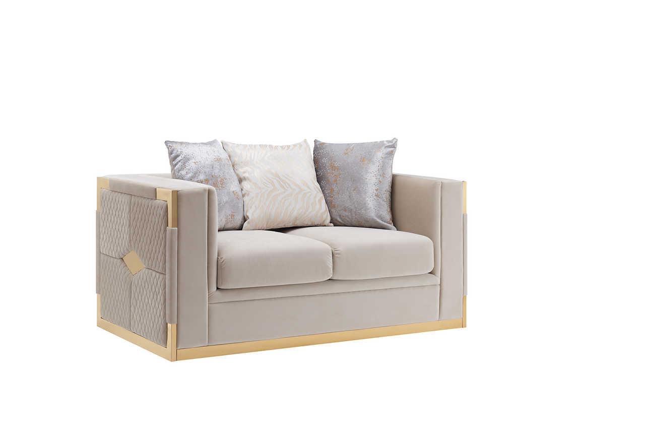 Front view of Juliet Cream sofa and loveseat