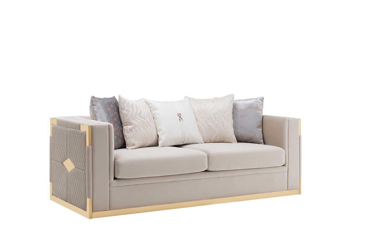 Side view of Juliet Cream loveseat