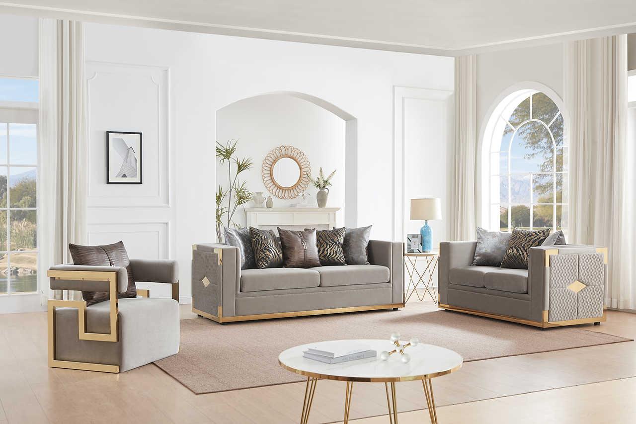Juliet Taupe Living Room Set main front view