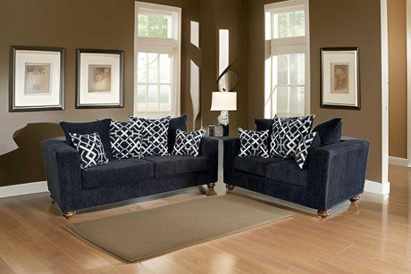 Main view of Graphite black fabric sofa and loveseat set