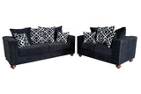 Side view of Graphite black fabric sofa and loveseat set