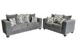 Zander Gray Living Room Set side view highlighting gray fabric upholstery