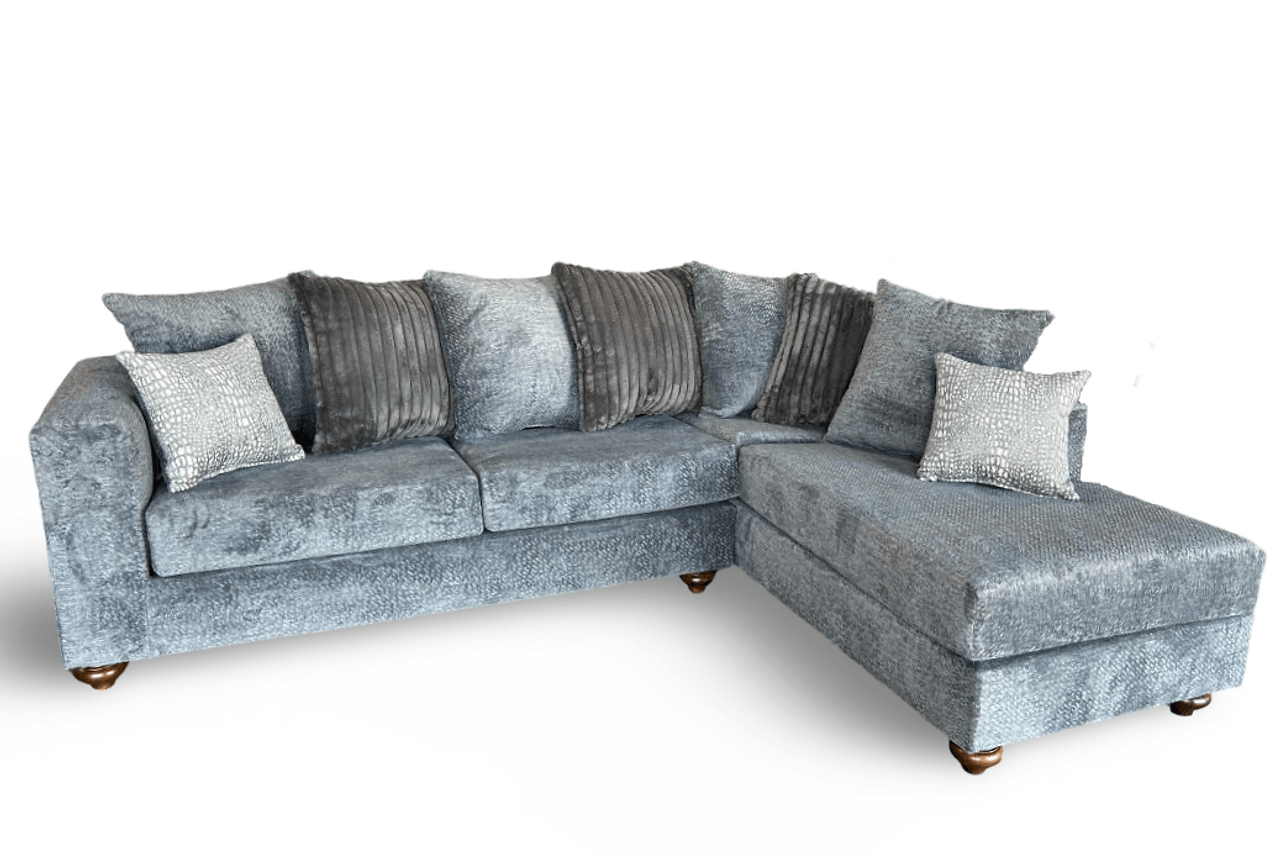 Side view of Rivera Grey Fabric sectional sofa