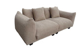 Detailed texture of teddy bear fabric on furniture