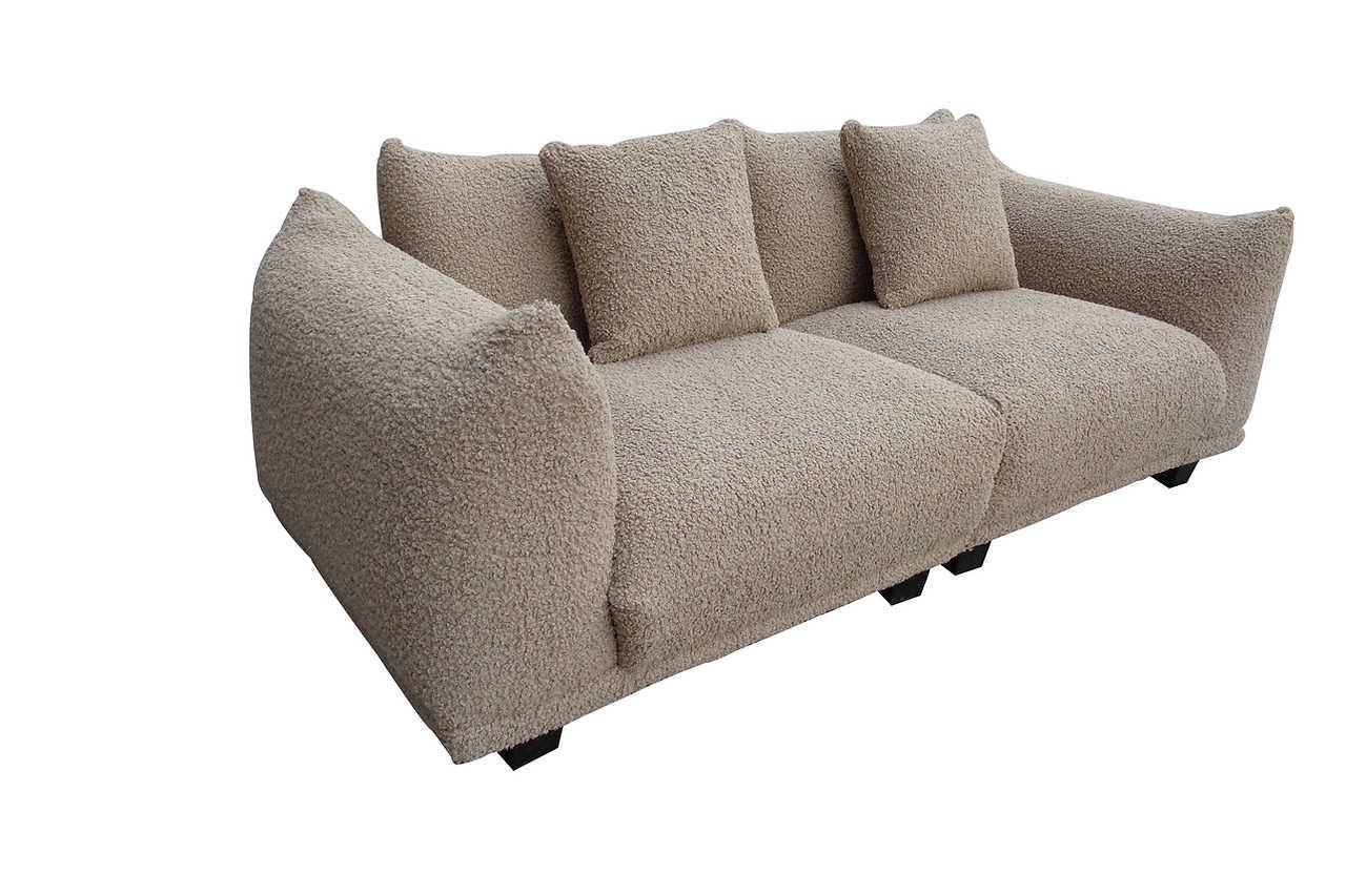 Detailed texture of teddy bear fabric on furniture