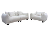 Side view of Homey White sofa and oversize chair set