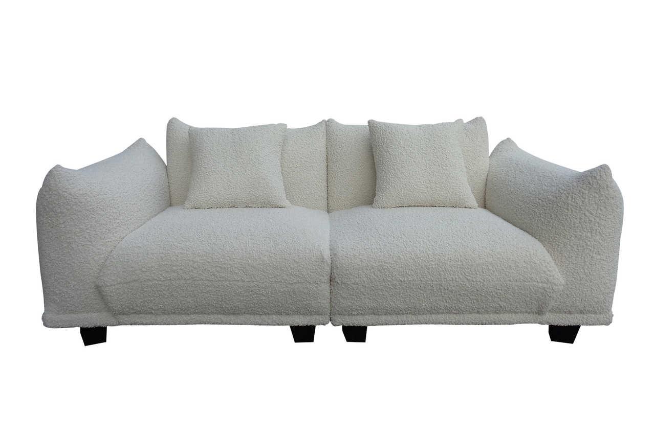 Homey White living room set in main room setting