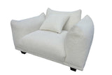 Fabric texture detail of White teddy bear sofa upholstery