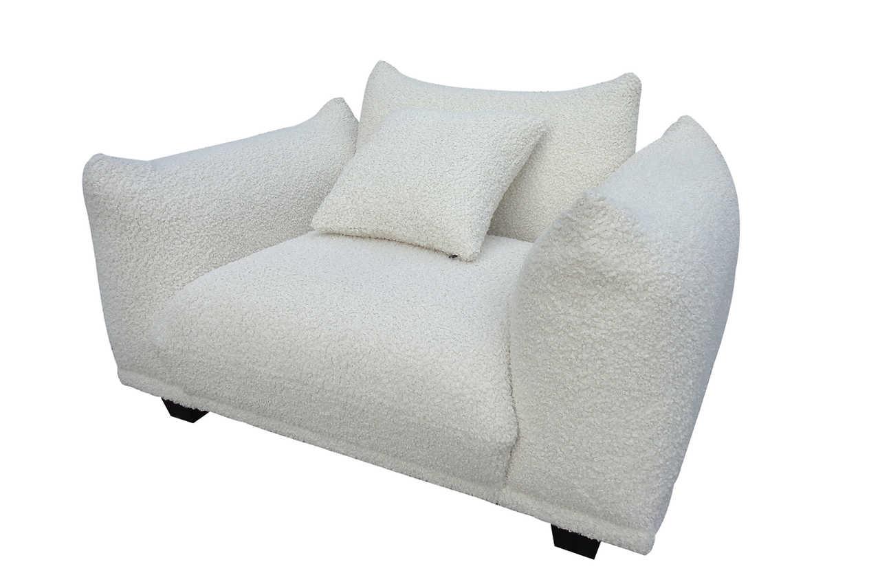 Fabric texture detail of White teddy bear sofa upholstery