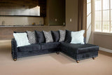 Rivero Black Sectional velvet sofa main view
