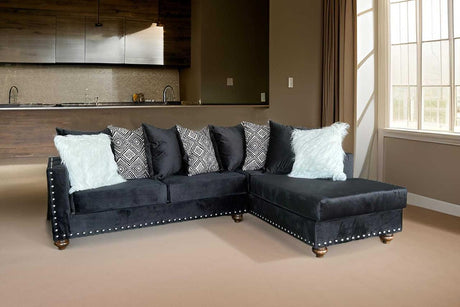 Rivero Black Sectional velvet sofa main view