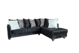 Rivero Black Sectional velvet sofa side view