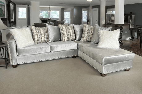 Rivero Silver Velvet Sectional Sofa main view