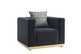 Alisha Black Chair front view upholstered in sherpa fabric
