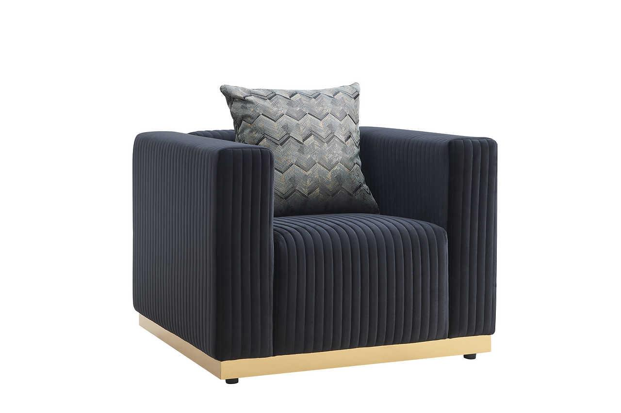 Alisha Black Chair front view upholstered in sherpa fabric