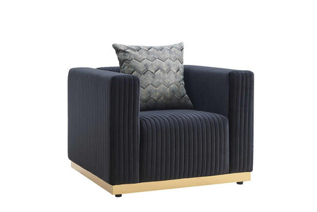 Alisha Black Chair front view upholstered in sherpa fabric