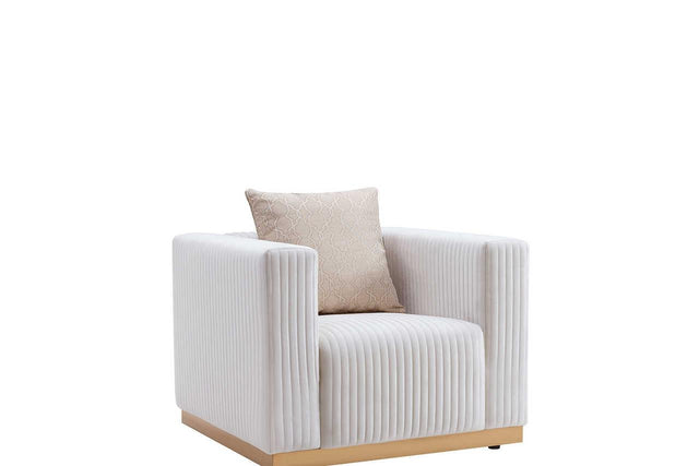 Alisha Ivory floral accent chair, front right view