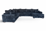 Close-up of Texan Midnight Blue sectional sofa corduroy fabric