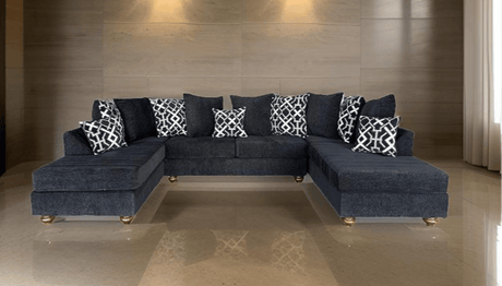 Zander Black Sectional sofa main view from front in living room