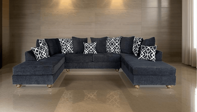 Zander Black Sectional sofa main view from front in living room