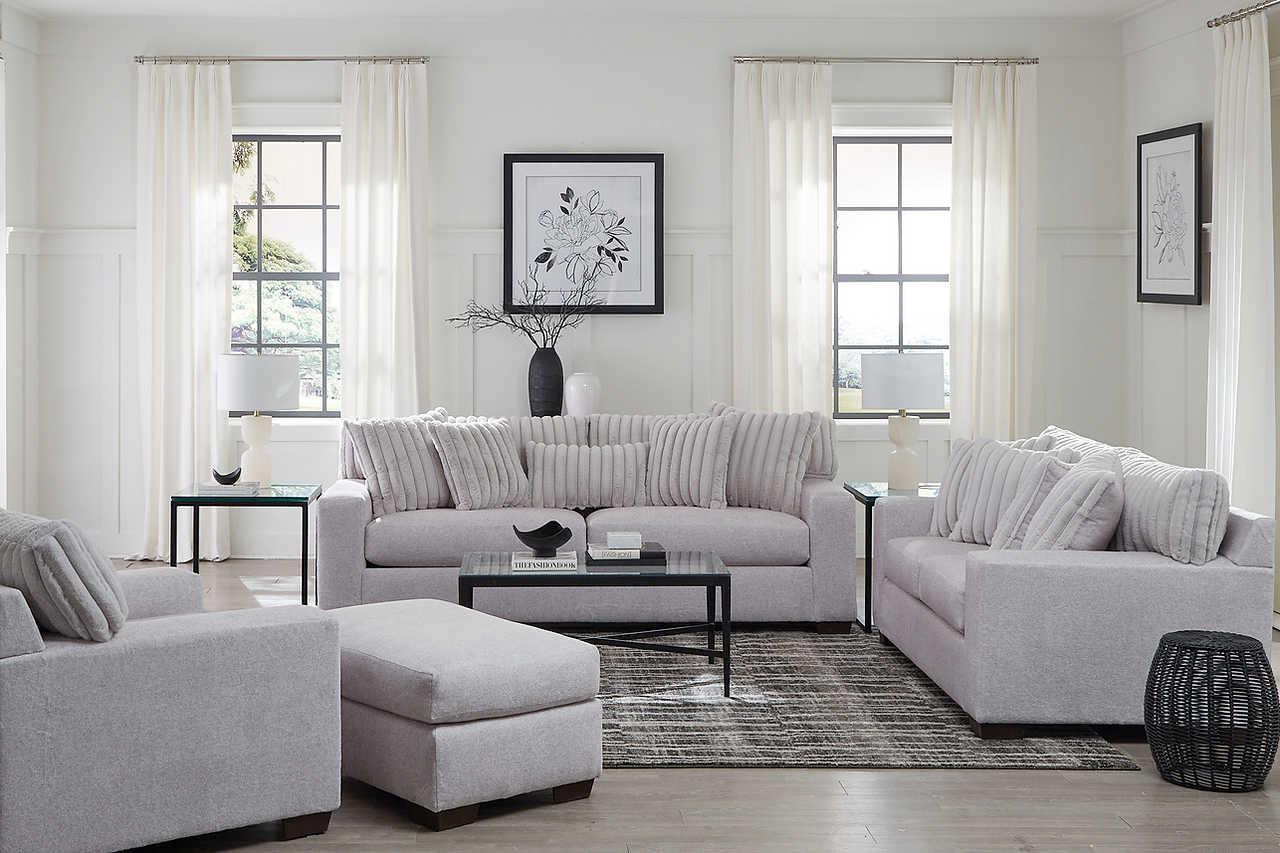Grady Grey Ottoman side angle