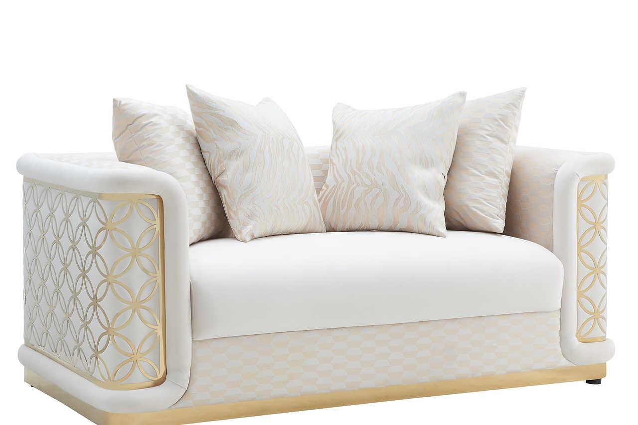 Riya Cream Accent Chair - top angle showing seat and backrest