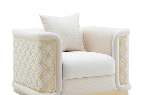 Riya Cream Accent Chair - front view cream fabric upholstery