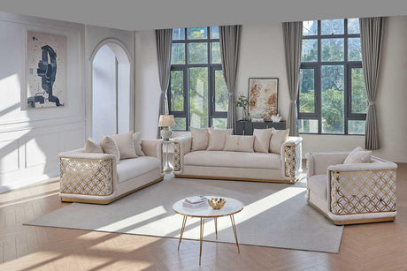 Riya Cream Living Room Set sofa front view