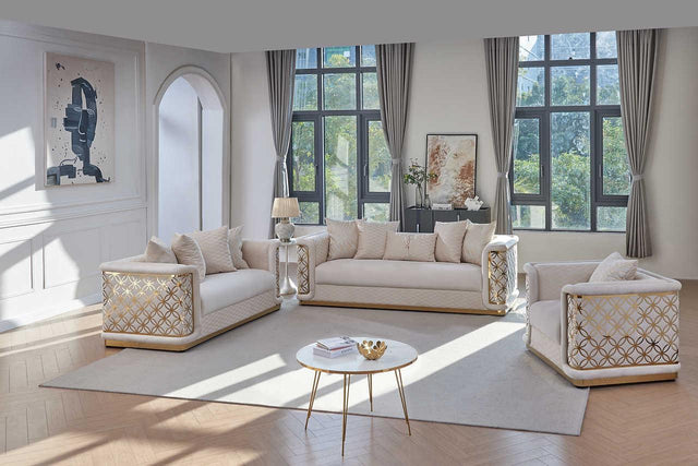 Riya Cream Living Room Set sofa front view