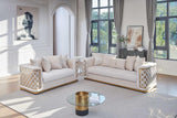 Side view of Riya Cream Loveseat