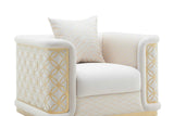 Side profile of Riya Cream Living Room Set loveseat