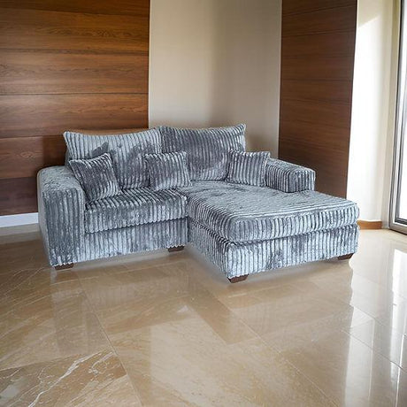 Nashville Grey sectional sofa front angle showing L-shaped design