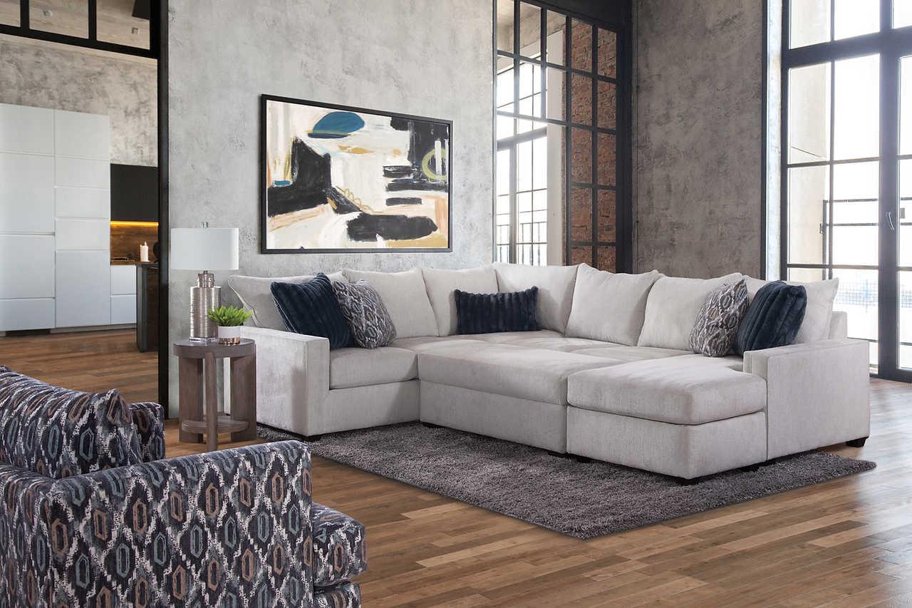 Willett Stone sectional sofa detailed fabric close up