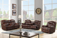Galveston brown oversized reclining sofa, front view