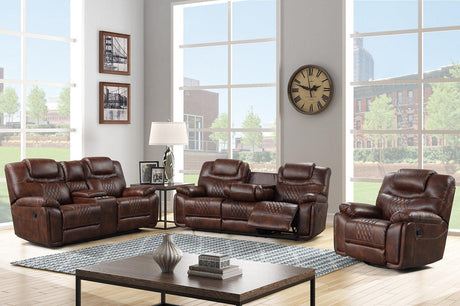 Galveston brown oversized reclining sofa, front view