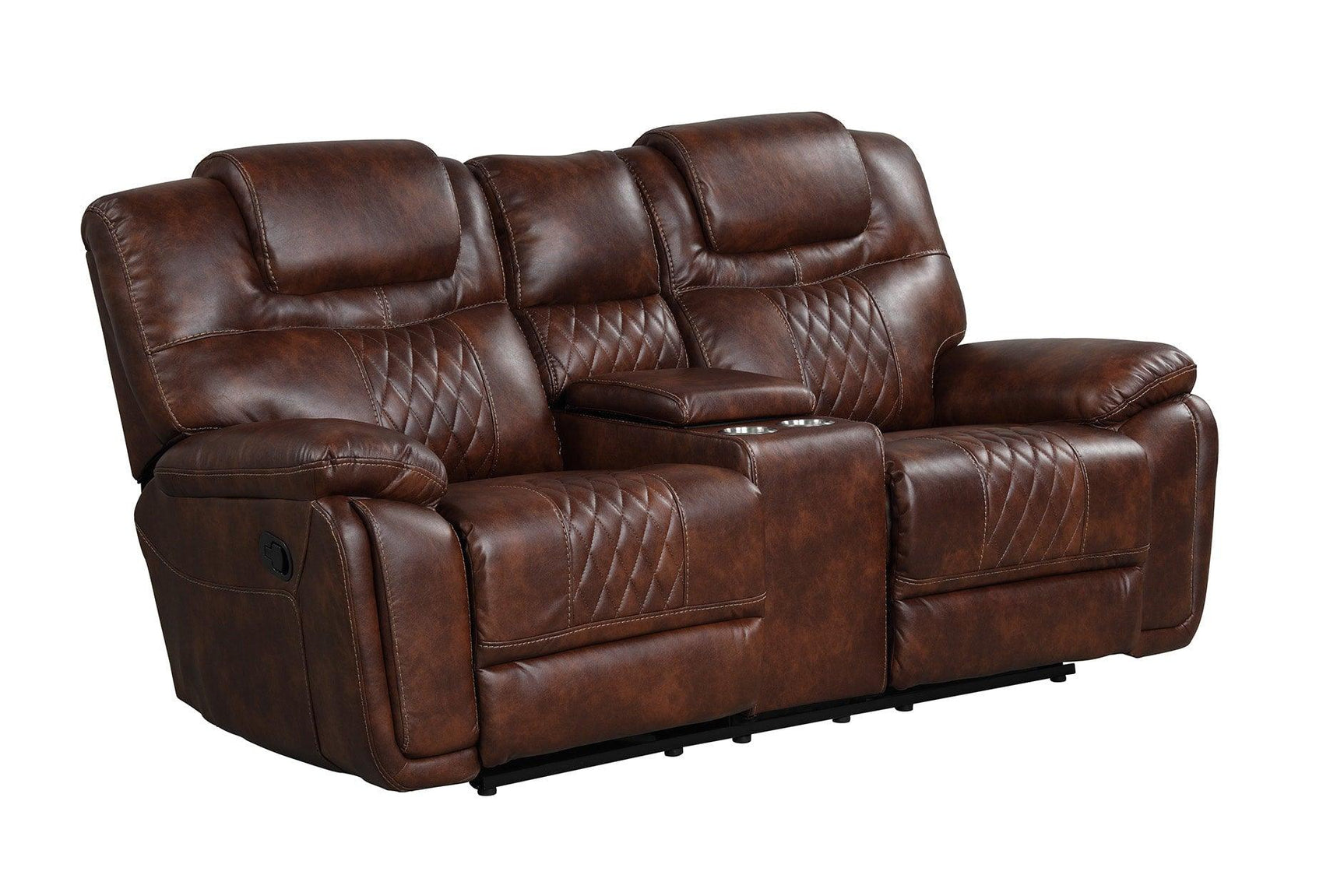 Galveston brown reclining chair with rocker and swivel, side view