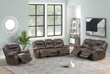 Madrid Chocolate Rustic Leather 3-Piece Reclining Set side angle