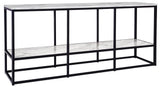 Donneste black modern TV stand with open shelves and cabinet