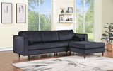 Side view of Roxy Blue Velvet Sectional sofa