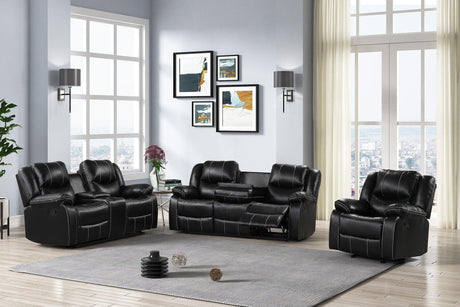 Carter Black 3-piece reclining living room set - front angle