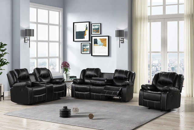 Carter Black 3-piece reclining living room set - front angle